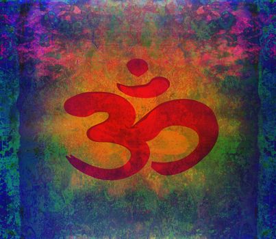 om aum symbol on a grunge texture