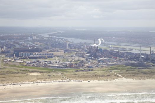 Steel industry at Velsen, The Netherlands from above