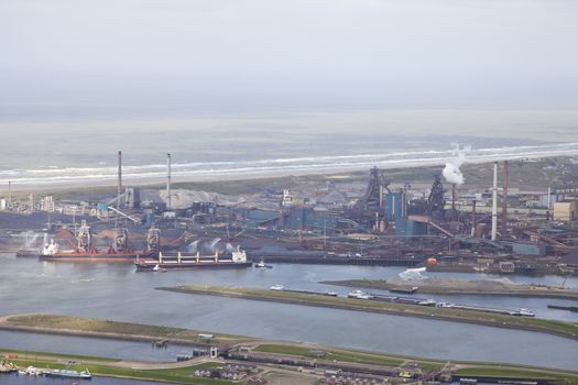 Steel industry at Velsen, The Netherlands from above