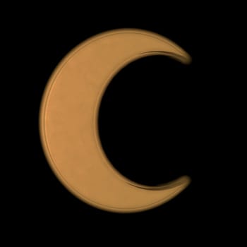 Golden Crescent over black background, 3d render