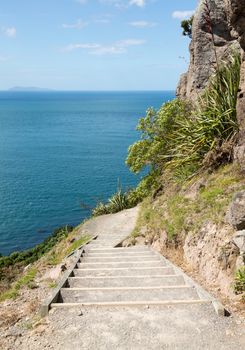 Steep path and hike around the Mount in Tauranga New Zealand