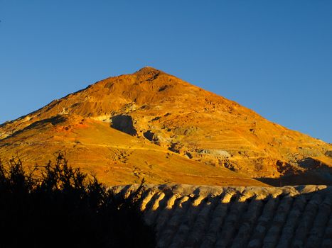 Famous silver mountain near the highest city in the world - Potosi in Bolivia. Taken in evening time.