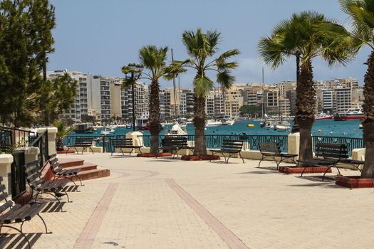 Panorama of Sliema, coastline in Malta
