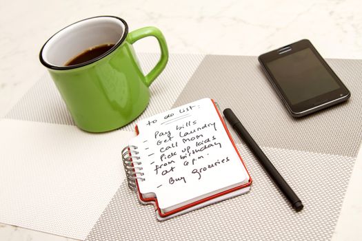 To do list meanwhile having a coffee
