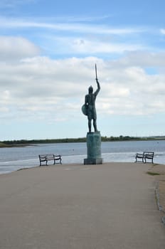 Statue of Warrior guarding the river