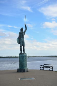 Statue of Warrior overlooking River