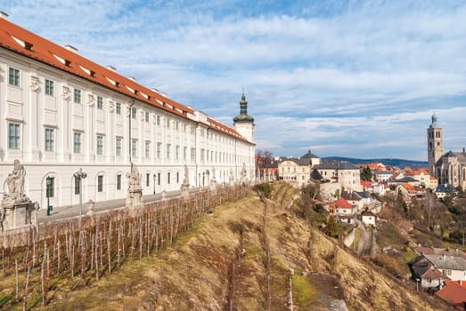 View of Kutna Hora Jesuit College  that is a UNESCO world heritage site, Czech Republic.