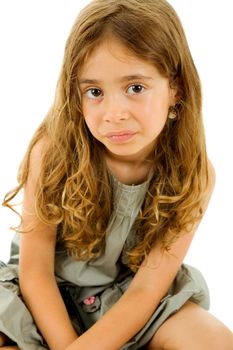 young happy girl smiling, isolated on white