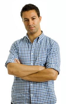 young casual man portrait, isolated on white