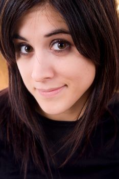 young beautiful happy woman, close up portrait