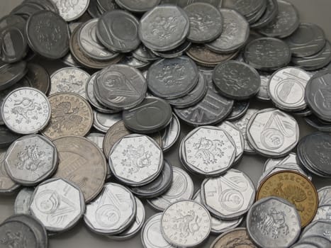 Czech korunas (10 and 20 cent coins, now withdrawn from circulation) with a few pre-Euro Austrian schillings 