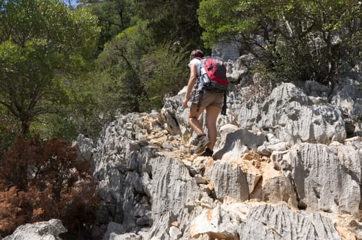 trekking on a rocky trail in the heart of Sardinia
