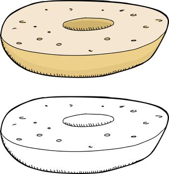 One sliced plain bagel over white background