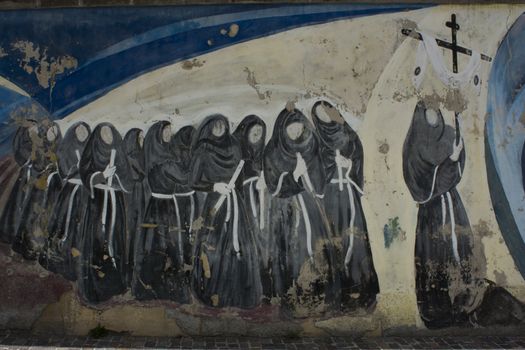 murals drawn by the procession to the holy Easter