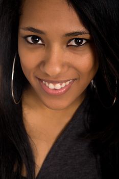 young beautiful woman closeup portrait, studio shot