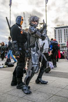 LONDON, UK - OCTOBER 26: Cosplayer dressed as a  Raiden from Metal Gear Rising, Revengeance for the Comicon at the Excel Centre's MCM Expo. October 26, 2013 in London.