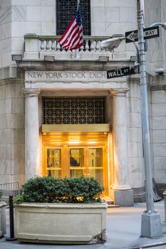 NEW YORK, US - NOVEMBER 22: Back entrance to the New York Stock Exchange building in Lower Manhattan. November 22, 2013 in New York.