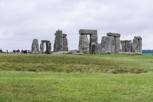 STONEHENGE, WILTSHIRE, UK - AUGUST 17: The ancient archeological site of Stonehenge was added to the UNESCO World Heritage Sites in 1986 and dates back from 3100BC. August 17, 2013 in Wiltshire, UK.