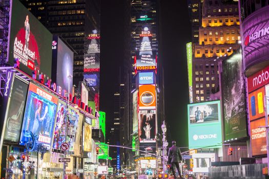 NEW YORK, US - NOVEMBER 22: Busy Times Square at night. November 22, 2013 in New York.