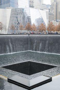 NEW YORK, US - NOVEMBER 22: 9/11 memorial memorial commemorating the victims of terrorist attacks. November 22, 2013 in New York.