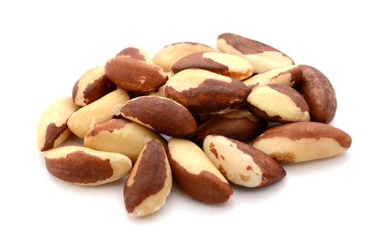 Whole brazil nuts, isolated on a white background