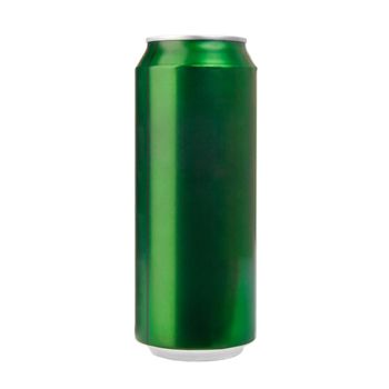 Green aluminum can isolated on white. Photo