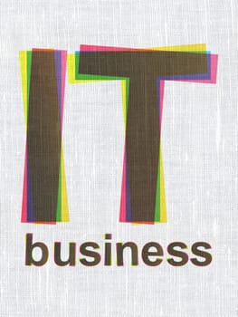 Business concept: CMYK IT Business on linen fabric texture background, 3d render