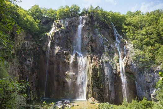 The Large Waterfall (Veliki Slap), 78m high waterfall in the Plitvice Lakes National Park, UNESCO listed world heritage site in Croatia.