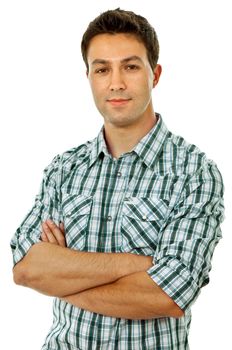 young casual man portrait, isolated on white