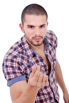 young casual man portrait, isolated on white