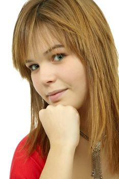 young casual blonde woman close up portrait