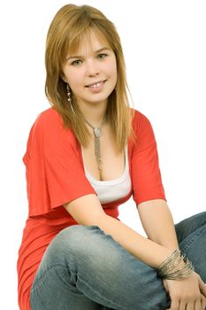 young casual blonde woman close up portrait