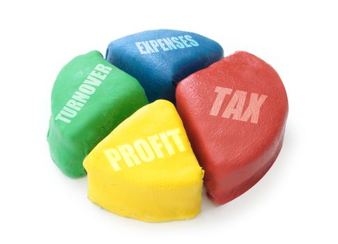 Business pie chart slices with financial breakdown