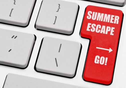 Summer escape printed on a computer return key