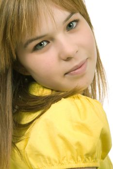 young casual blonde woman close up portrait