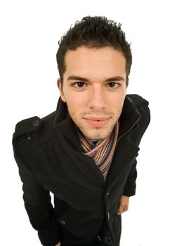 studio picture of a young man dressed for winter