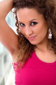 young beautiful happy woman close up portrait