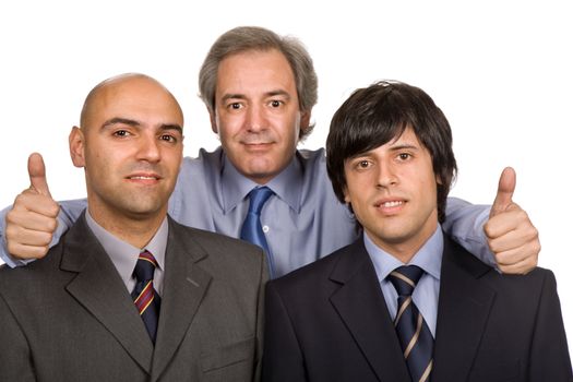 three young business men isolated on white