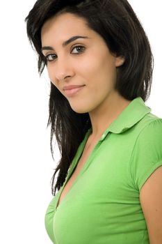 young beautiful woman portrait, isolated on white