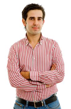 young casual happy man portrait, isolated on white