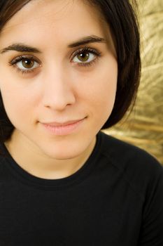 young beautiful happy woman, close up portrait