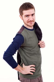 young casual man portrait, isolated on white