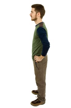 young casual man full body in a white background