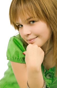 young casual blonde woman close up portrait