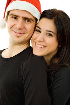 young casual couple together, isolated on white background