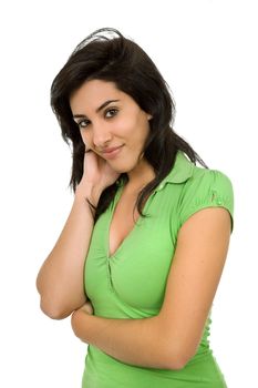 young beautiful woman portrait, isolated on white