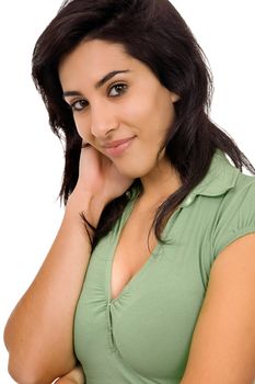 young beautiful woman portrait, isolated on white