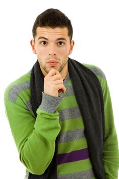 studio picture of a casual young man, isolated on white