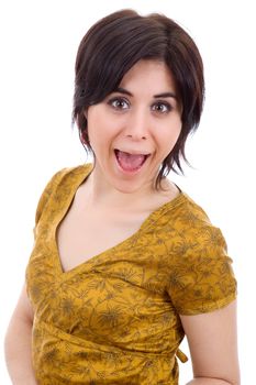 young happy beautiful woman, isolated in white