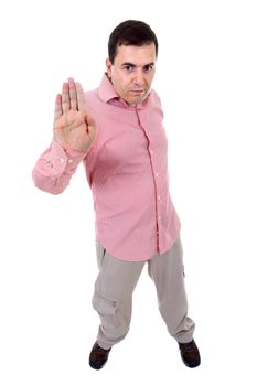 young casual man full body in a white background